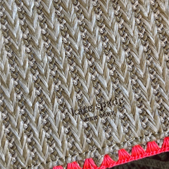 Authentic KATE SPADE Stiched/straw/leather TWIST LOCK Shoulder/ Crossbody Bag - Picture 7 of 16